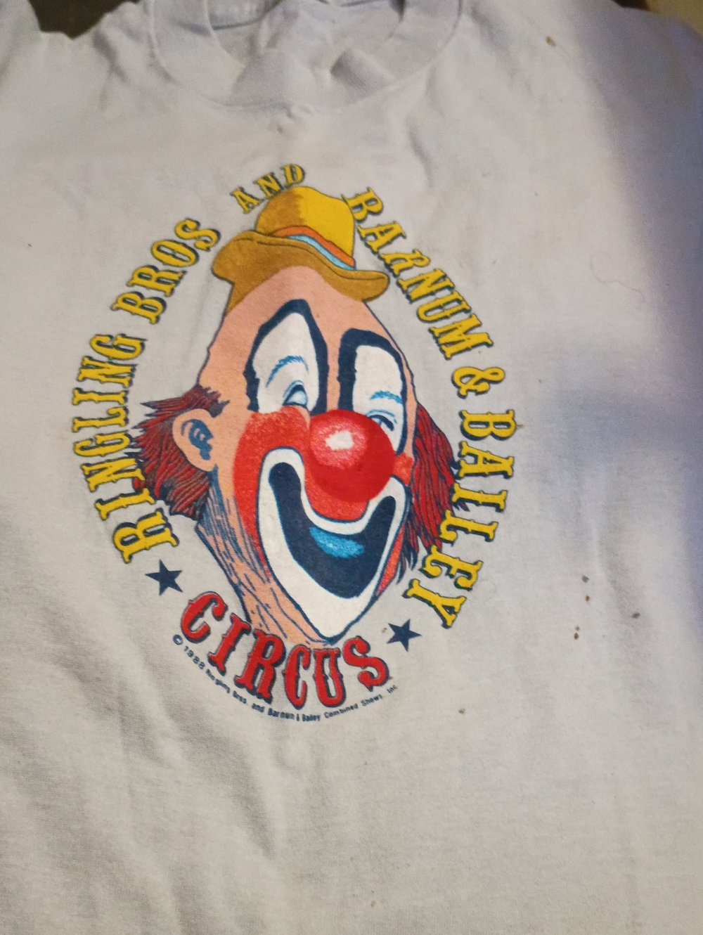 Screen Stars White Kids Tee with Colorful Circus Clown Graphic